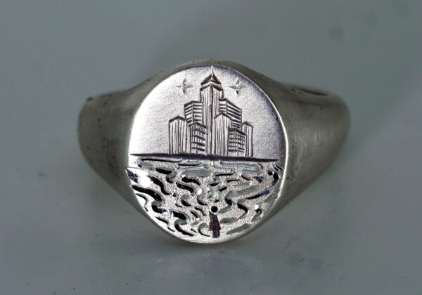 Inner Space Hand Engraved Sterling Silver Ring