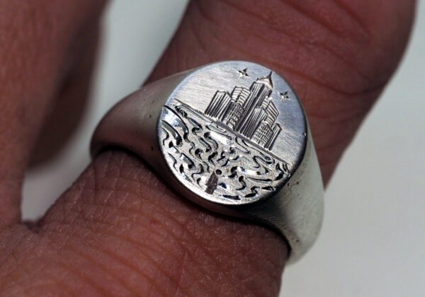 Innerspace Hand Engraved Sterling Silver Ring - Sizing - Atethos Jewelry