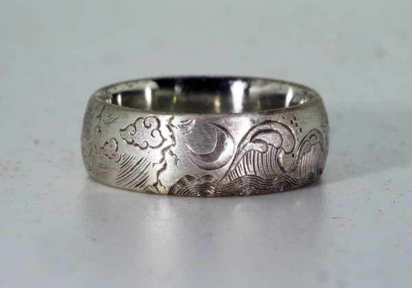 Five Elements of Nature Hand Engraved Sterling Silver Ring - Featured 4 - Wind - Atethos Jewelry