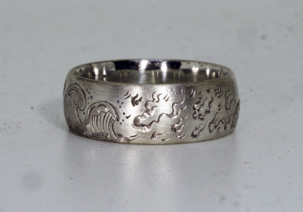 Five Elements of Nature Hand Engraved Sterling Silver Ring - Featured 6 - Fire - Atethos Jewelry