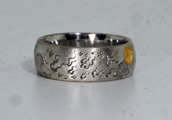 Five Elements of Nature Hand Engraved Sterling Silver Ring - Featured 7 - Fire - Atethos Jewelry