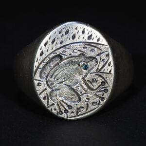 Raining Frogs Hand Engraved Sterling Silver Ring - Atethos Jewelry - Featured